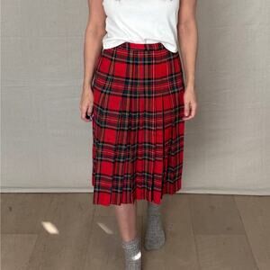 Vintage Wool Red Tartan Pleated Skirt – Prestige of Boston